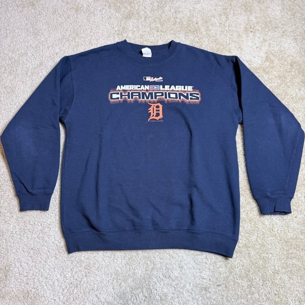Vintage Detroit Tigers Alstyle American League Champions Sweatshirt Navy‎ Mens L